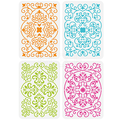 4Pcs 4 Styles PET Hollow Out Drawing Painting Stencils DIY-WH0394-0131-1