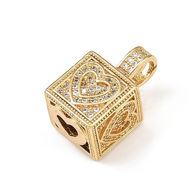 Brass Micro Pave Cubic Zirconia Pendants KK-F919-10G-1