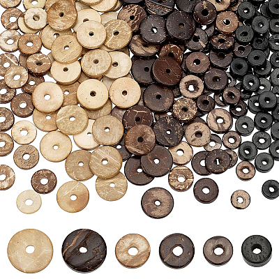 300Pcs 6 Styles Coconut Wood Bead WOOD-PH0003-97-1