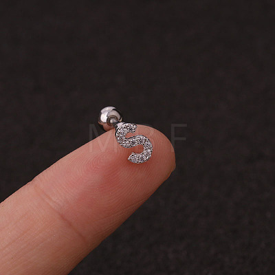 316L Surgical Stainless Steel Micro Pave Clear Cubic Zirconia Cartilage Earrings WG3A850-37-1