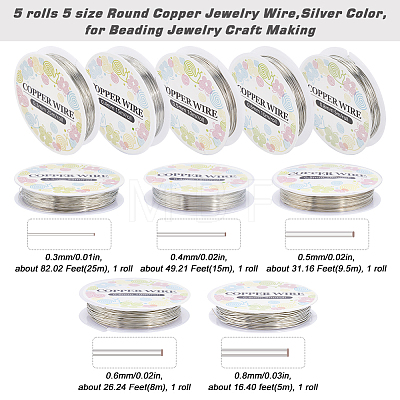 SUNNYCLUE 5 rolls 5 size Copper Jewelry Wire CWIR-SC0001-03C-1