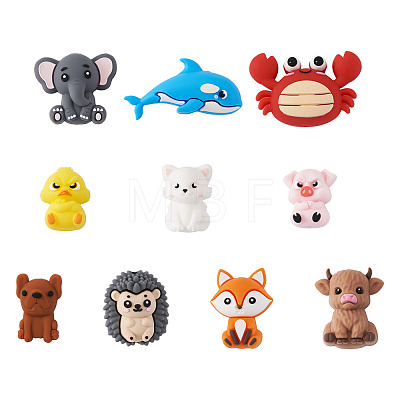 10Pcs 10 Styles Silicone Beads SIL-TA0003-40-1