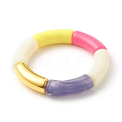 Acrylic Tube Beaded Stretch Bracelets BJEW-JB07763-1