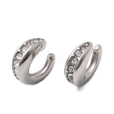 304 Stainless Steel Rhinestone Cuff Earrings for Women EJEW-A165-01P-1