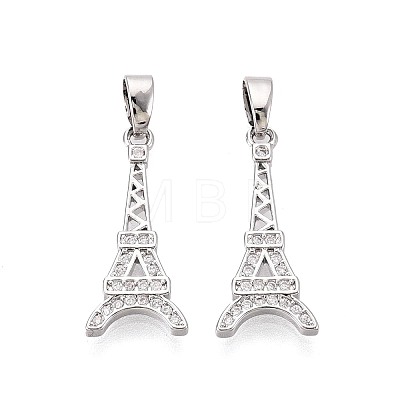 Brass Micro Pave Clear Cubic Zirconia Pendants KK-T080-74P-1