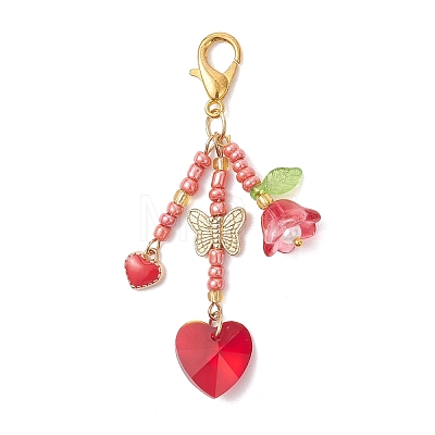 Glass Seed Beaded Pendant Decorations HJEW-MZ00405-02-1
