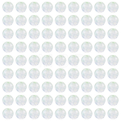 100Pcs Crackle Transparent Glass UV Reactive Beads GLAA-TA0004-28C-1