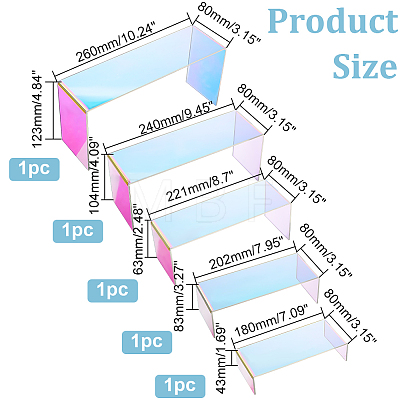 5Pcs 5 Sizes Transparent Acrylic Display Risers ODIS-WH0002-42-1