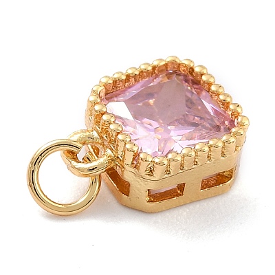 Real 18K Gold Plated Brass Inlaid Cubic Zirconia Charms ZIRC-L100-073G-06-1