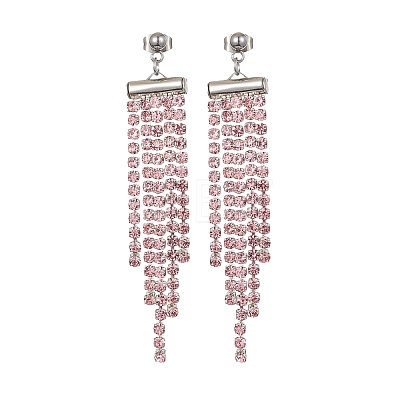 Glass Rhinestone Chains Tassel Earrings EJEW-JE05473-1