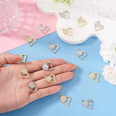 16Pcs 2 Colors Rack Plating Alloy Micro Pave Rhinestone Pendants FIND-TA0010-16-1