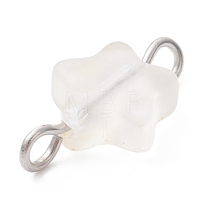 Spray Painted Glass Connector Charms PALLOY-JF02338-02-1