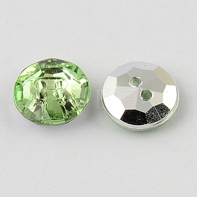 2-Hole Taiwan Acrylic Rhinestone Flat Round Buttons BUTT-F015-10mm-34-1