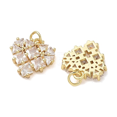 Brass Micro Pave Clear Cubic Zirconia Pendants KK-T085-16C-G-1