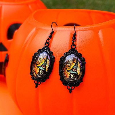 Alloy Glass Dangle Earrings FS-WGFE353-01-1