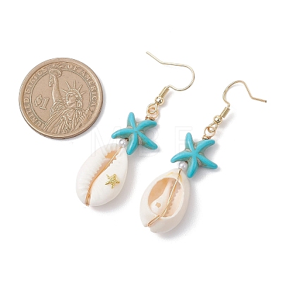 Natural Mixed Cowrie Shell Dangle Earrings EJEW-JE06871-1