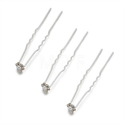 Wedding Bridal Alloy Rhinestone Hair Forks OHAR-TAC0001-01S-1