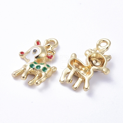 Golden Plated Alloy Enamel Pendants X-ENAM-D040-E02-G-1