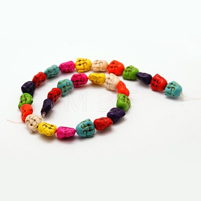 Buddha Head Synthetic Turquoise Beads X-TURQ-I017-29x27mm-09-1