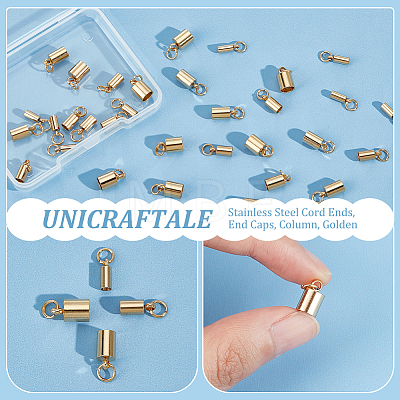 Unicraftale 32Pcs 4 Style 201 Stainless Steel Cord Ends STAS-UN0053-15G-1