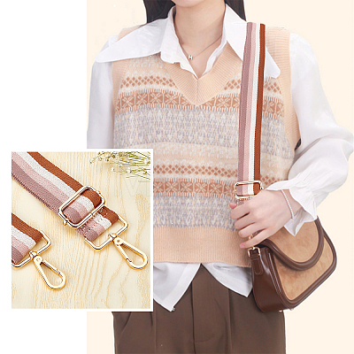 Cotton Adjustable Folk Custom Stripe Pattern Bag Strap FIND-WH0077-83-1