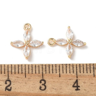 Real 18K Gold Plated Brass Cubic Zirconia Charms KK-R037-157G-1