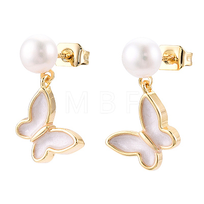 Natural Pearl Dangle Stud Earrings PEAR-N020-05M-1