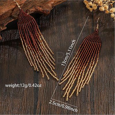 Bohemian Style Handmade Glass Seed Beads Tassel Stud Earrings JM2696-1