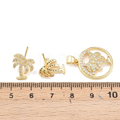 Brass Micro Pave Cubic Zirconia Pendant & Stud Earrings Sets for Women SJEW-F227-01K-G-1