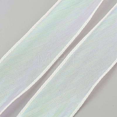 10 Yards Polyester Iridescent Lace Ribbon OCOR-WH20001-12A-1