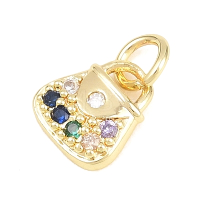 Brass Micro Pave Clear Cubic Zirconia Charms LS-KK-F938-03G-1