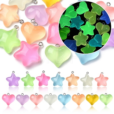 15Pcs 15 Styles Luminous Transparent Resin Pendants RESI-YW0001-79-1