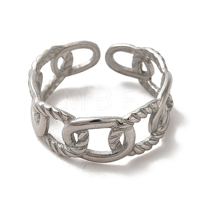 304 Stainless Steel Open Cuff Ring RJEW-C068-09P-1