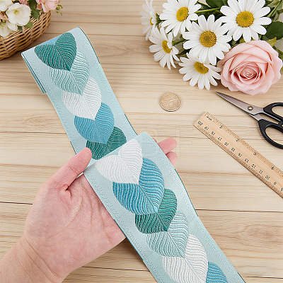 5M Leaf Jacquard Polyester Ribbon OCOR-WR0002-20B-1