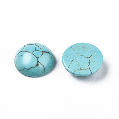 Craft Findings Dyed Synthetic Turquoise Gemstone Flat Back Dome Cabochons X-TURQ-S266-16mm-01-1