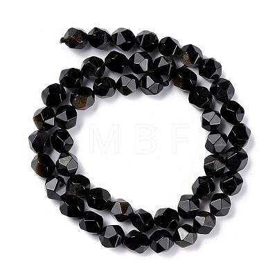 Natural Golden Sheen Obsidian Beads Strands G-C229-01B-1