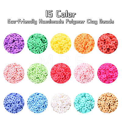 2250Pcs 15 Colors Eco-Friendly Handmade Polymer Clay Beads CLAY-YW0001-26A-1