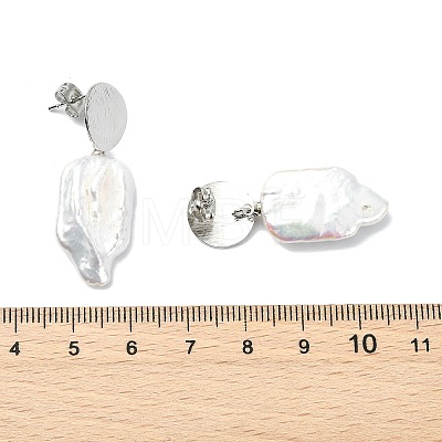Natural Baroque Pearl Keshi Pearl Dangle Stud Earrings for Women EJEW-JE07044-1