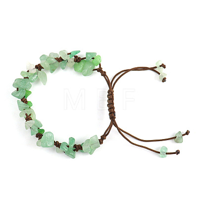 Natural Green Aventurine Chips Braided Bead Bracelet PW-WG69423-11-1