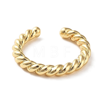 Rack Plating Brass Twist Rope Shape Open Cuff Rings for Women RJEW-Q777-01G-1