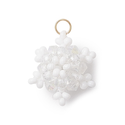 Glass Seed Beaded Snowflake Pendants PALLOY-MZ00815-01-1
