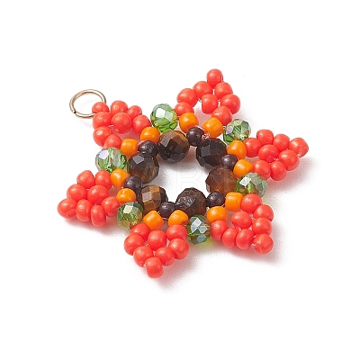 Glass Seed Beaded Pendants PALLOY-MZ01241-05-1