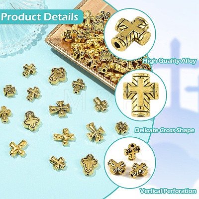 60Pcs 6 Styles Tibetan Style Zinc Alloy Beads FIND-YW0012-02-1