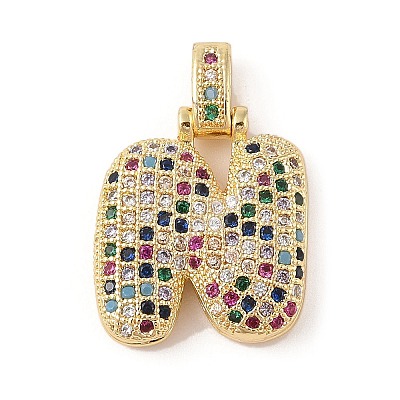 Brass Micro Pave Cubic Zirconia Pendants ZIRC-P121-01G-N-1