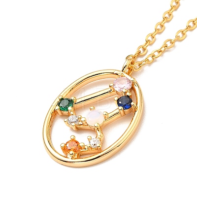 Colorful Cubic Zirconia Constellation Pendant Necklace NJEW-H166-01H-1