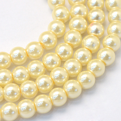 Baking Painted Pearlized Glass Pearl Round Bead Strands X-HY-Q330-8mm-21-1