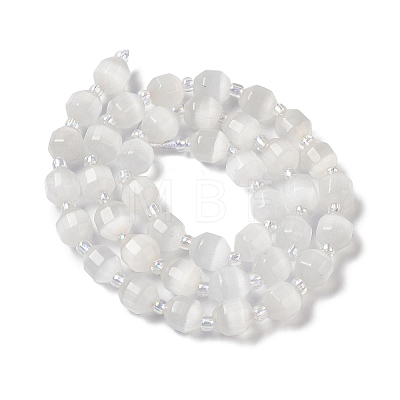 White Cat Eye Beads Strands G-Q169-F10-01-1