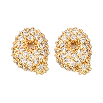 Brass Micro Pave Cubic Zirconia Stud Earrings EJEW-Z091-04G-Q-1