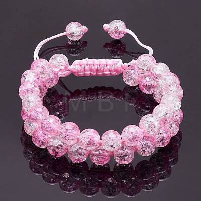 Sparkling Round Glass Braided Bead Bracelet BJEW-SW00082-11-1