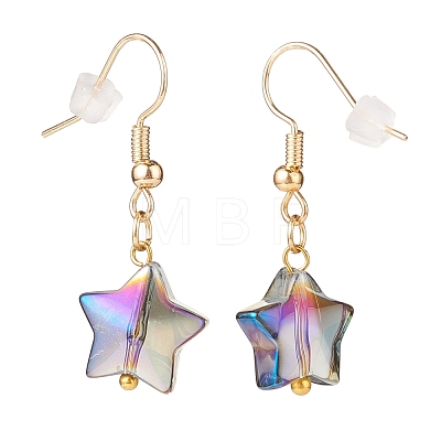 Glass Star Dangle Earrings EJEW-JE04929-1